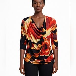 Sunset Rd. Floral Print Layered Women's Top Blouse Medium